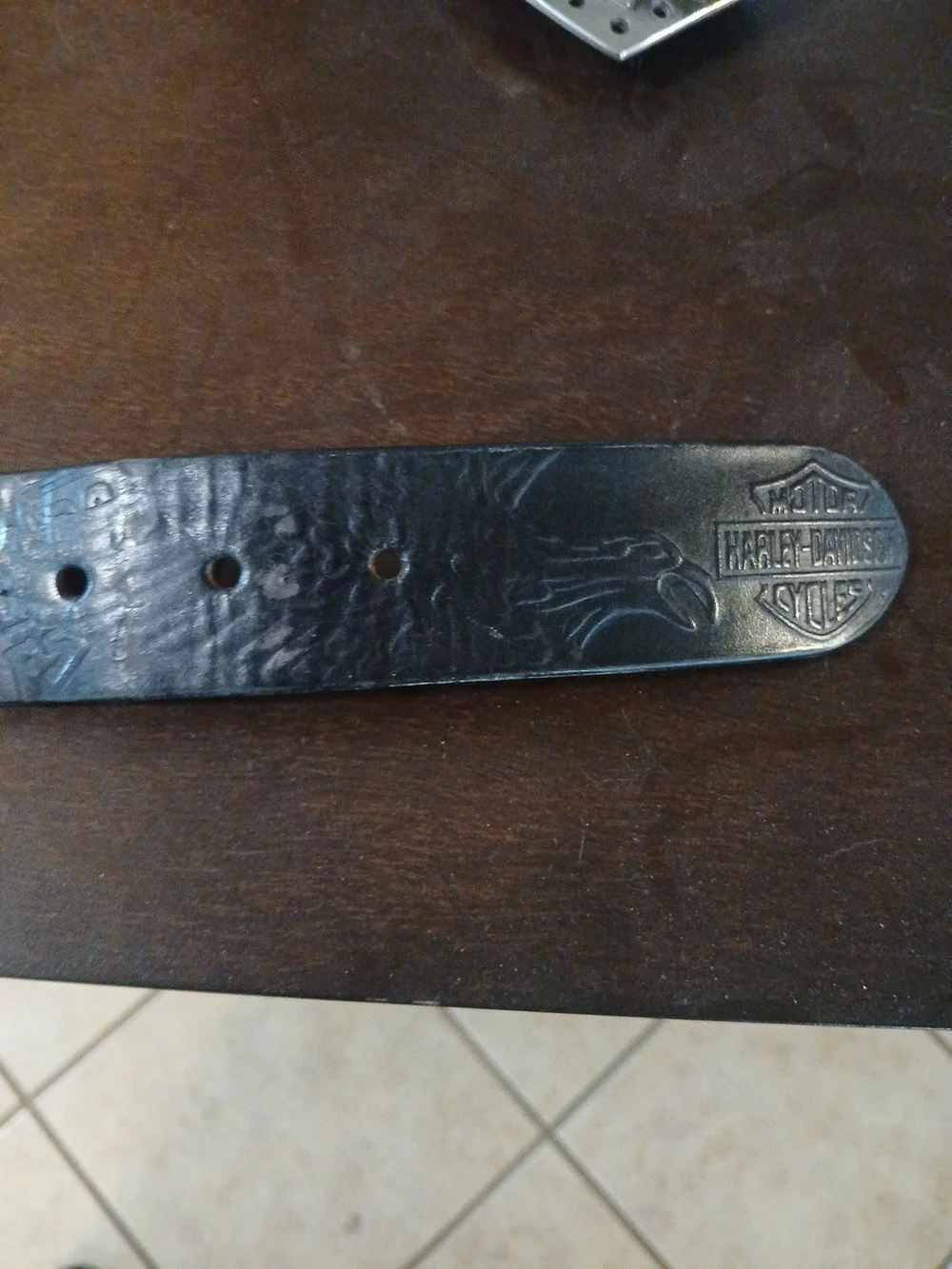 Harley-Davidson Black Embossed Leather Logo Belt